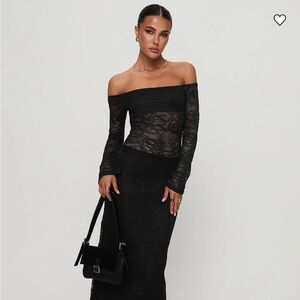Princess Polly Black Lace Off-Shoulder Dress